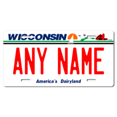 Personalized Wisconsin License Plate for Bicycles, Kid's Bikes, Carts, Cars or Trucks