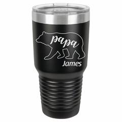 Personalized Laser Engraved 30 oz Insulated Tumbler - Papa Bear