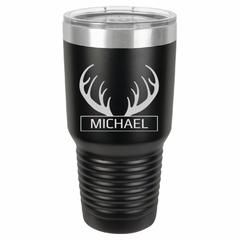 Personalized Laser Engraved 30 oz Insulated Tumbler - Hunter - Antlers