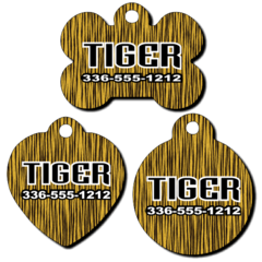 Personalized Tiger Stripe Background Pet Tag for Dogs and Cats