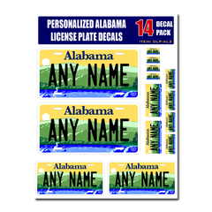 Personalized Alabama License Plate Decals - Stickers Version 3