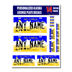 Personalized Alaska License Plate Decals - Stickers Version 1