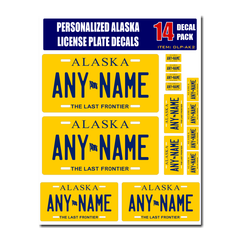 Personalized Alaska License Plate Decals - Stickers Version 2