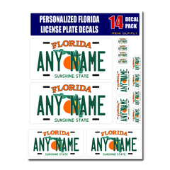 Personalized Florida License Plate Decals - Stickers Version 1