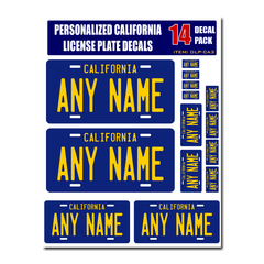 Personalized California License Plate Decals - Stickers Version 3