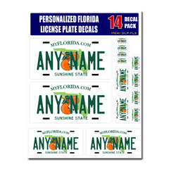 Personalized Florida License Plate Decals - Stickers Version 2