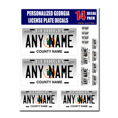 Personalized Georgia License Plate Decals - Stickers Version 1