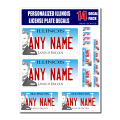 Personalized Illinois License Plate Decals - Stickers Version 3