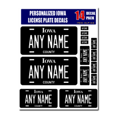Personalized Iowa License Plate Decals - Stickers Version 3