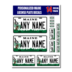 Personalized Maine License Plate Decals - Stickers Version 1