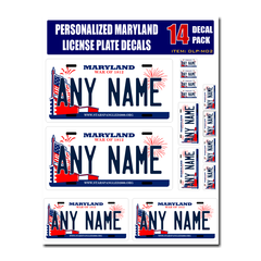 Personalized Maryland License Plate Decals - Stickers Version 2