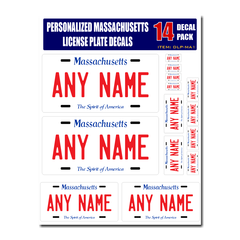 Personalized Massachusetts License Plate Decals - Stickers Version 1