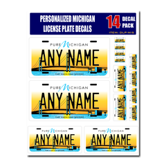 Personalized Michigan License Plate Decals - Stickers Version 5