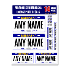 Personalized Nebraska License Plate Decals - Stickers Version 3