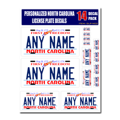 Personalized North Carolina License Plate Decals - Stickers Version 2