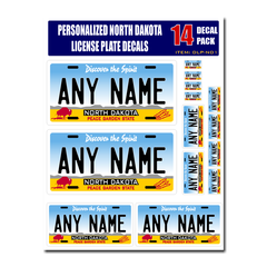 Personalized North Dakota License Plate Decals - Stickers Version 1