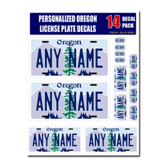 Personalized Oregon License Plate Decals - Stickers Version 1
