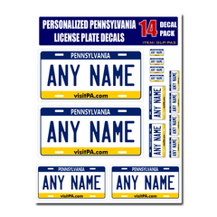 Personalized Pennsylvania License Plate Decals - Stickers Version 2