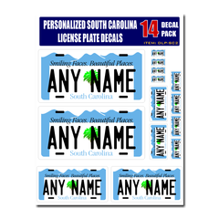Personalized South Carolina License Plate Decals - Stickers Version 2