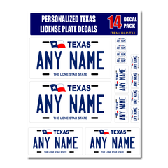 Personalized Texas License Plate Decals - Stickers Version 1