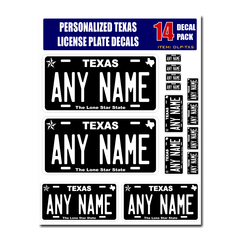Personalized Texas License Plate Decals - Stickers Version 5