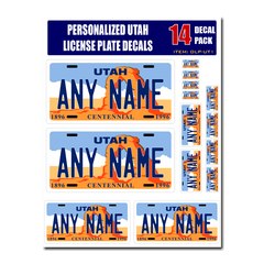 Personalized Utah License Plate Decals - Stickers Version 1