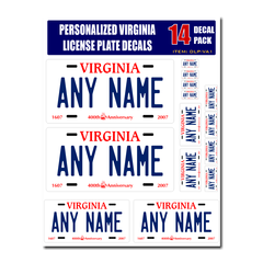Personalized Virginia License Plate Decals - Stickers Version 1