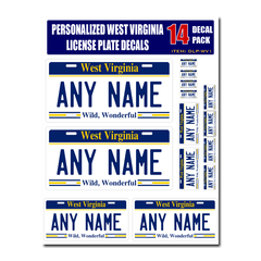 Personalized West Virginia License Plate Decals - Stickers Version 1