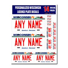 Personalized Wisconsin License Plate Decals - Stickers Version 1