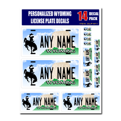 Personalized Wyoming License Plate Decals - Stickers Version 1