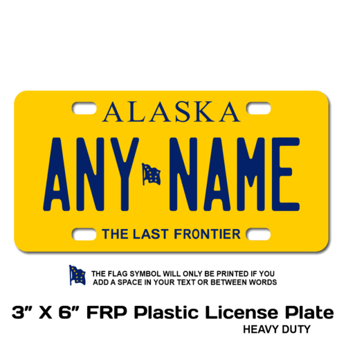 Personalized Alaska 3 X 6 Plastic License Plate 
