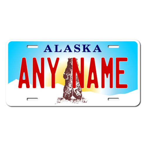 Personalized Alaska License Plate for Bicycles, Kid's Bikes, Carts, Cars or Trucks Version 3