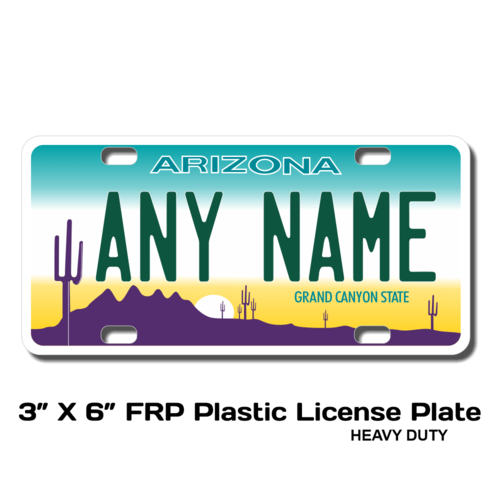 Personalized Arizona 3 X 6 Plastic License Plate