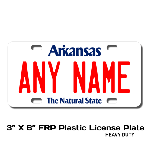 Personalized Arkansas 3 X 6 Plastic License Plate