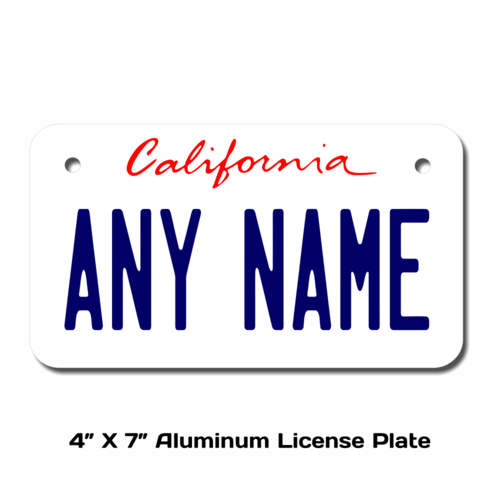 Personalized California 4 X 7 License Plate
