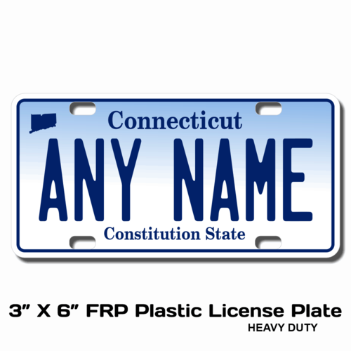 Personalized Connecticut 3 X 6 Plastic License Plate 