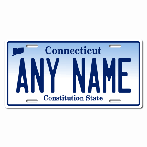 Personalized Connecticut License Plate for Bicycles, Kid's Bikes, Carts, Cars or Trucks