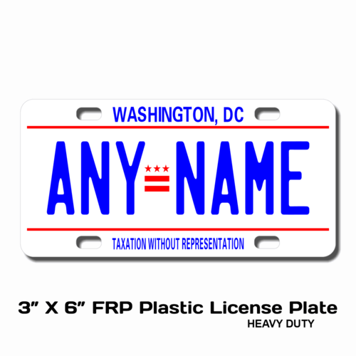 Personalized District of Columbia 3 X 6 Plastic License Plate 