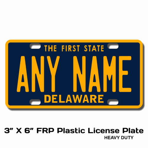 Personalized Delaware 3 X 6 Plastic License Plate 