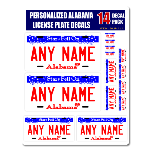 Personalized Alabama License Plate Decals - Stickers Version 1