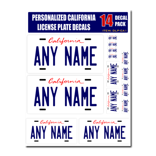 Personalized California License Plate Decals - Stickers Version 1