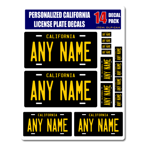 Personalized California License Plate Decals - Stickers Version 4