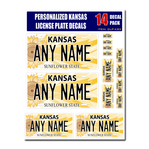 Personalized Kansas License Plate Decals - Stickers Version 1