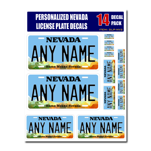Personalized Nevada License Plate Decals - Stickers Version 2