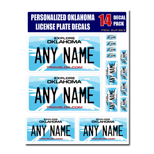 Personalized Oklahoma License Plate Decals - Stickers Version 3
