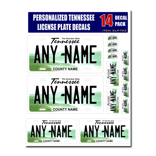 Personalized Tennessee License Plate Decals - Stickers Version 2