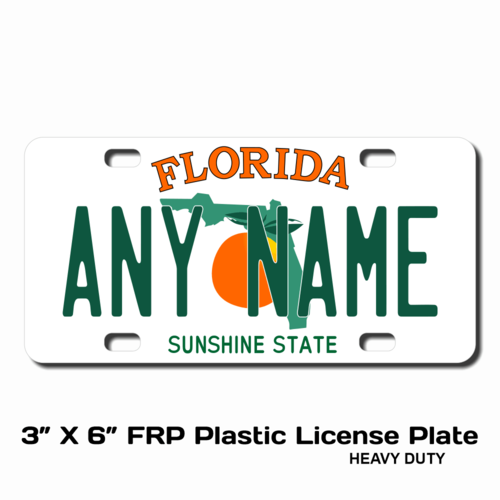 Personalized Florida 3 X 6 Plastic License Plate 