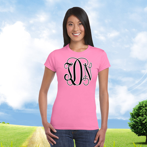 Junior Fit Ladies' T-Shirt with Full Front 2 Color Personalized Monogram