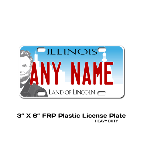 Personalized Illinois 3 X 6 Plastic License Plate 