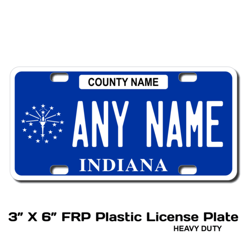 Personalized Indiana 3 X 6 Plastic License Plate 